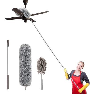 Grey Flexible Microfiber Duster – Bendable Long Reach Cleaning Brush for Home & Office
